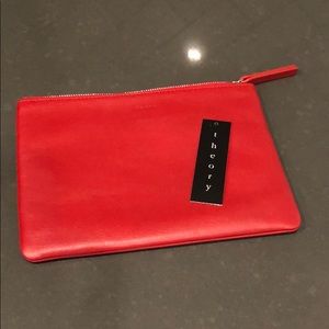 Theory red leather pouch